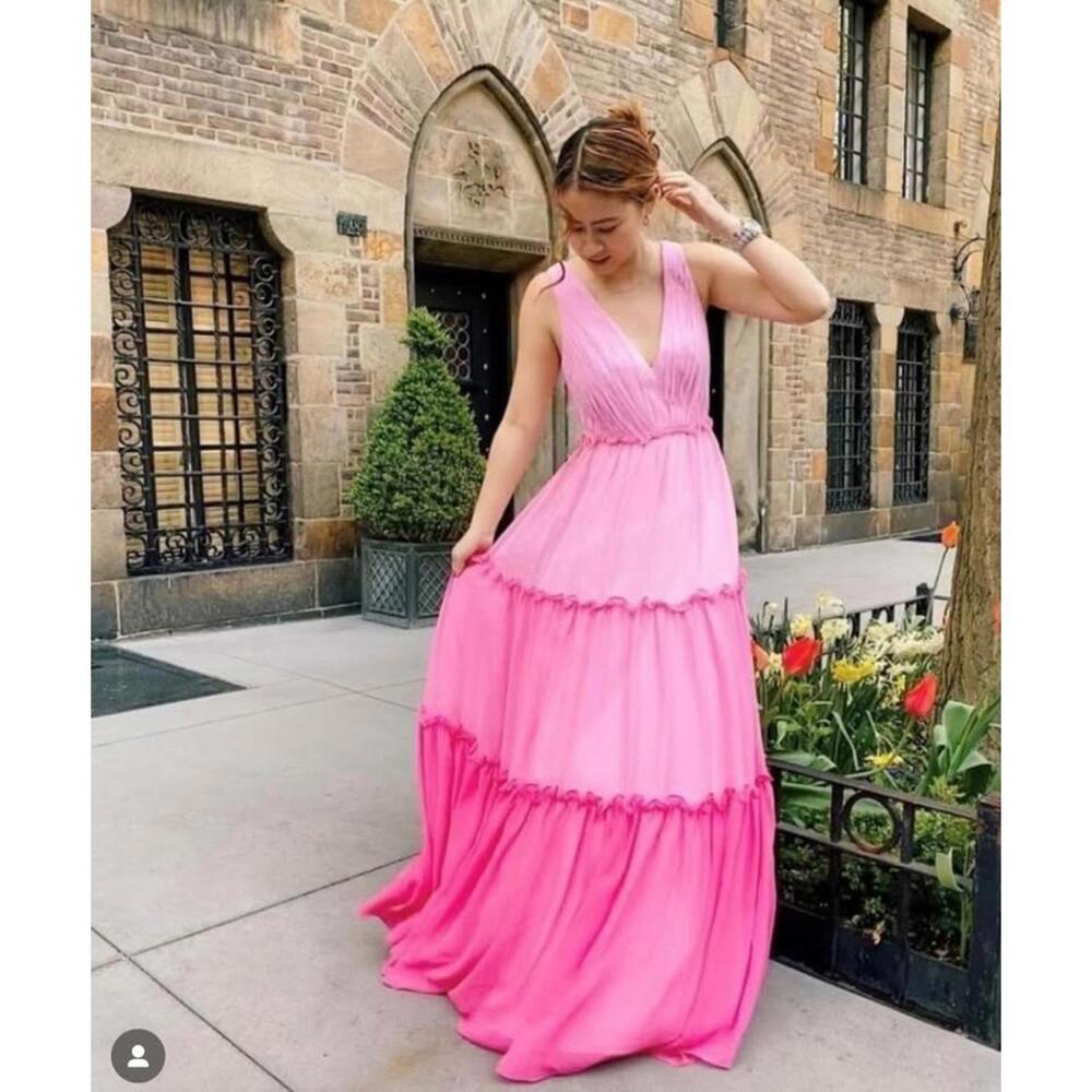 Aidan Mattox‎ Women’s Tiered Color Block Evening Event Maxi Dress NEW Sz 4